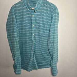J.crew Lightweight Chambray Cotton Men's Teal Striped Shirt XL